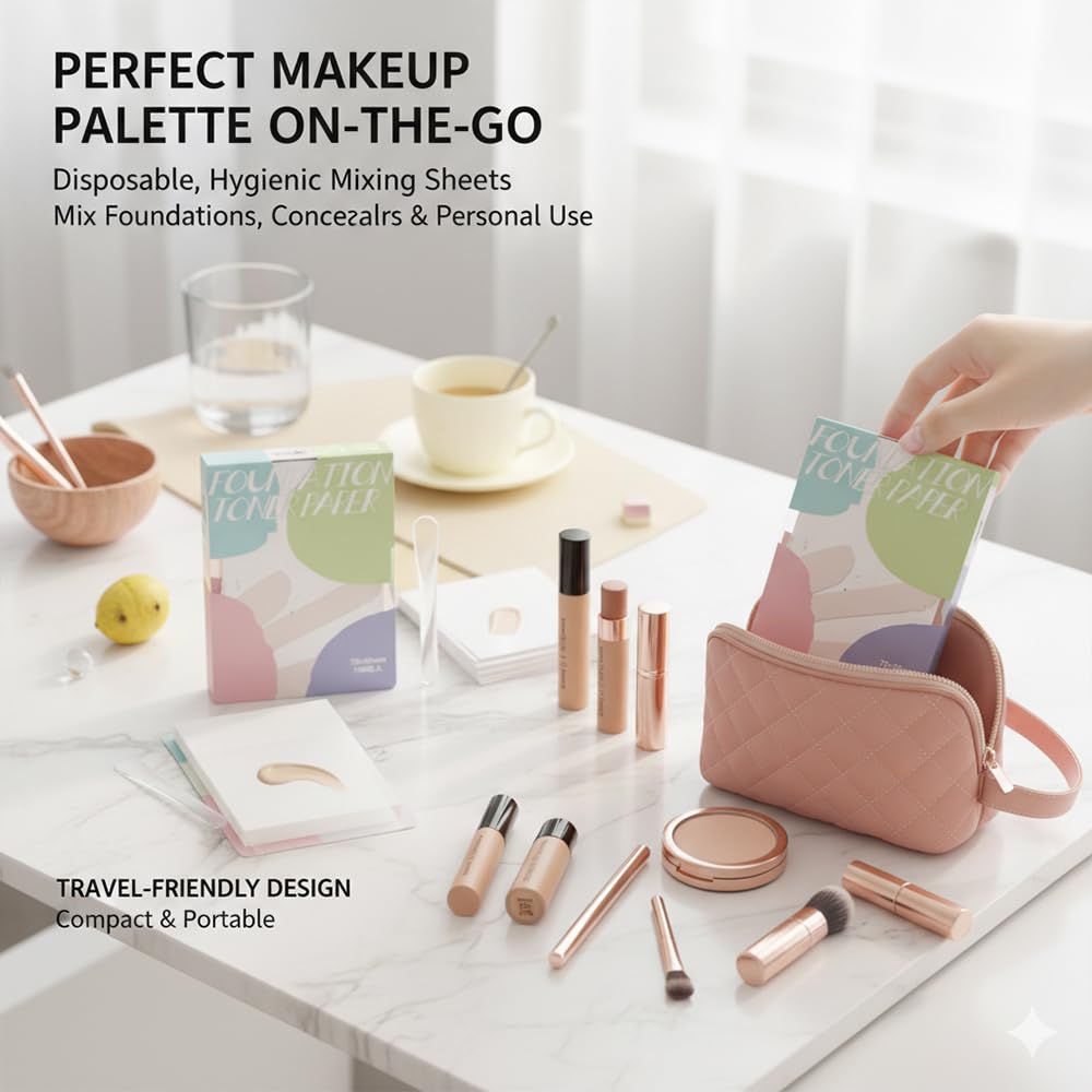 Liquid Paper Makeup Mixing Palette - 3PCS Disposable Wet Palette with Mixing Stick | 100 Sheets for Nail Art & Makeup