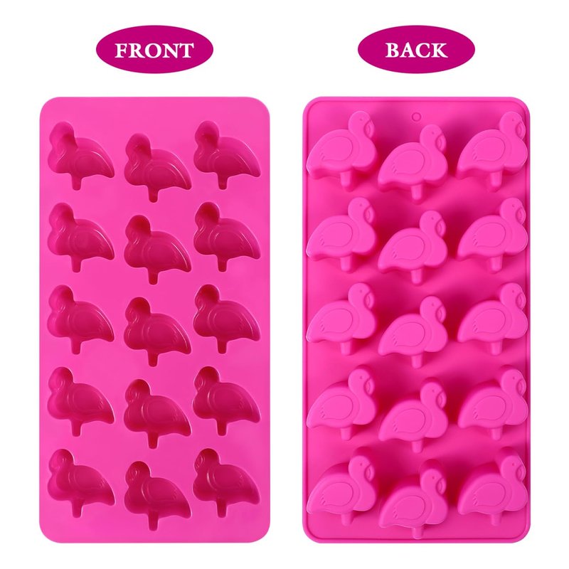 Amosfun Flamingo Cake Mold Set 2 Pcs Silicone Baking Molds for Diy Cakes Desserts Candy and Ice Shapes Non-Stick Flexible 8.5 Inch