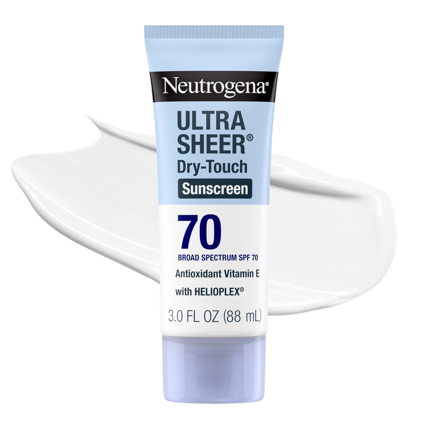 Neutrogena Ultra Sheer Dry Touch Sunscreen Lotion SPF 70 Broad Spectrum UVA UVB Protection Lightweight Water Resistant up to 80 Minutes Oil PABA Oxybenzone Free, 3 fl oz