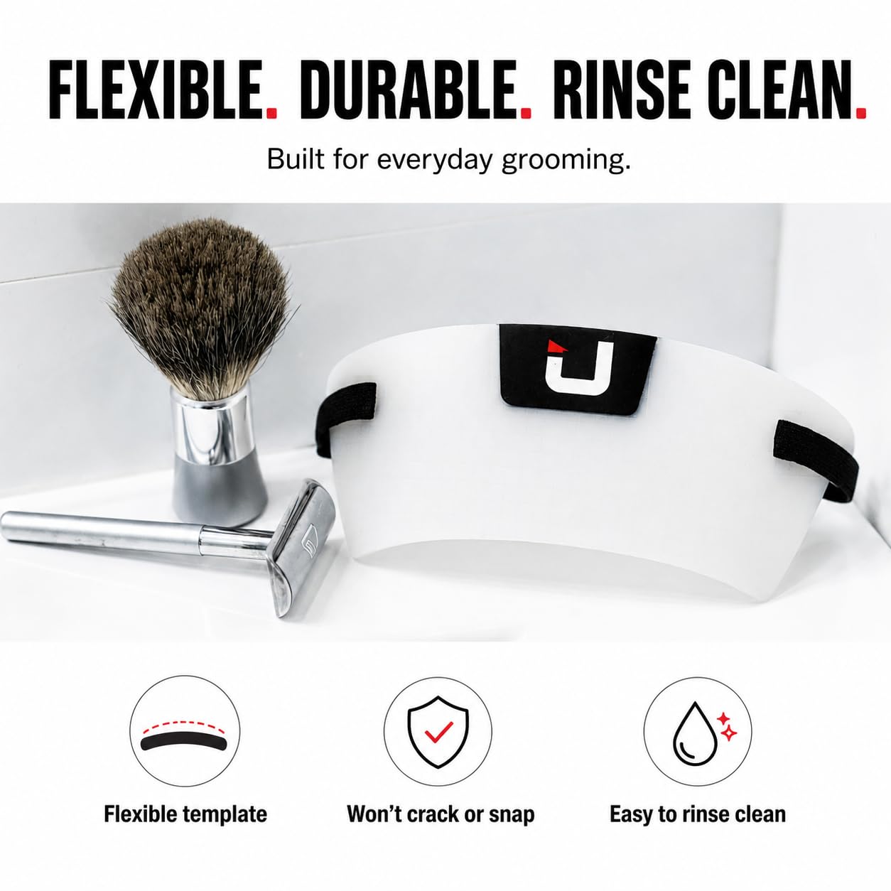 EdgUp Neckline Shaving Template for Men – Hands-Free DIY Haircut & Fade Guide, Flexible Silicone Neckline Trimmer Stencil, Original Since 2012
