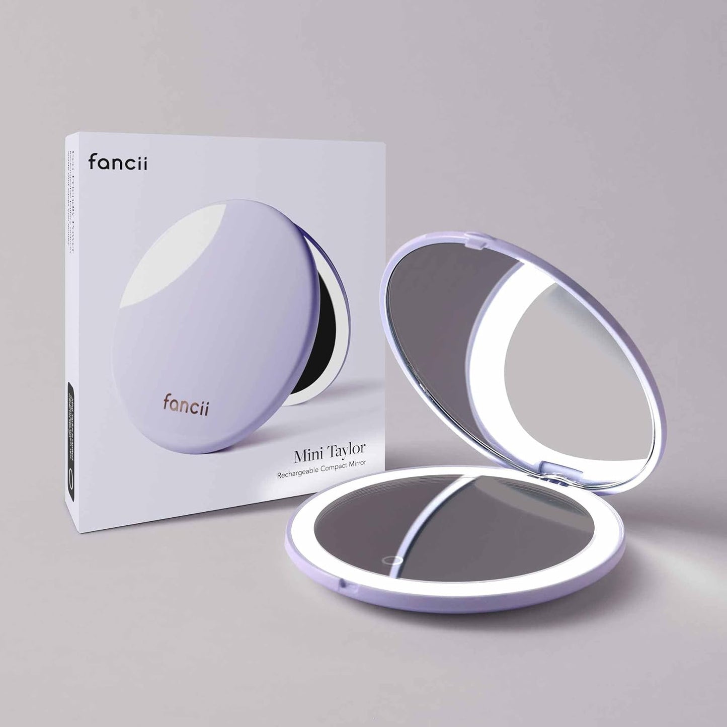 Compact Magnifying Mirror with LED Light - 10x/1x Rechargeable, Dimmable 3 Light Settings | Travel Handheld Mirror in Lilac Bliss