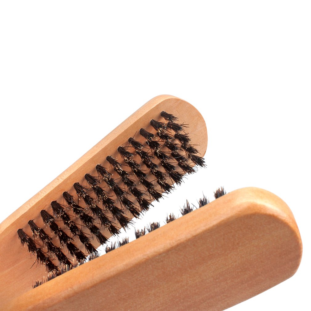 Hair Straightener Dual-Brush Comb - Anti-Static Wooden Design for Smooth Styling