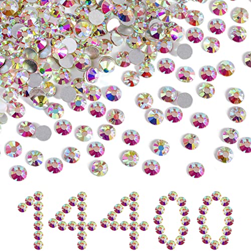 Beadsland Crystal AB Flat Back Rhinestones Bulk SS8 14400pcs for Crafts & Nail Art
