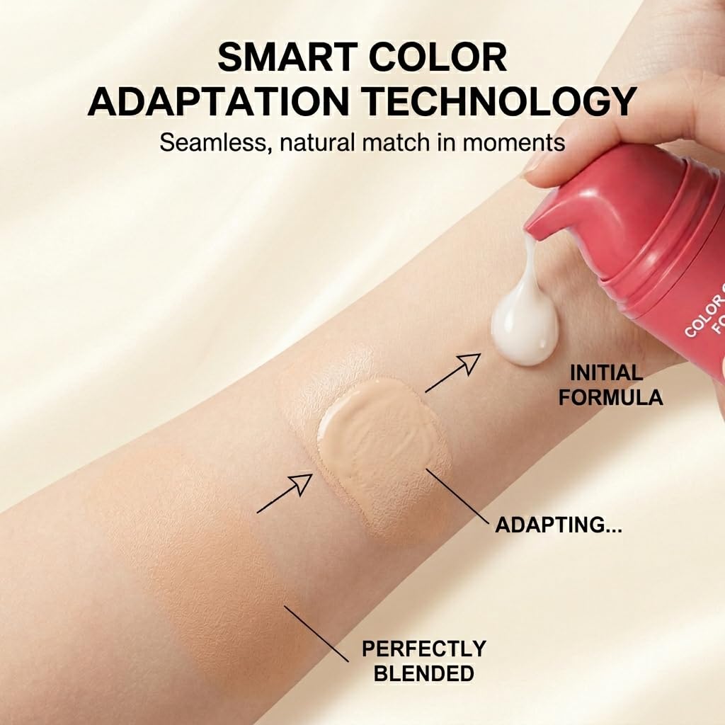 Color Changing Foundation - Hydrating Skin-Matching Makeup for Mature Skin | Conceals Fine Lines & Wrinkles, 30ml x 2