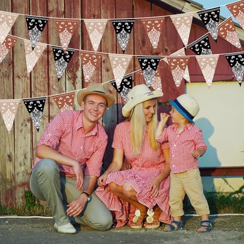 Western Cowboy Party Decorations - 5 Pack Paisley Pennant Banners
