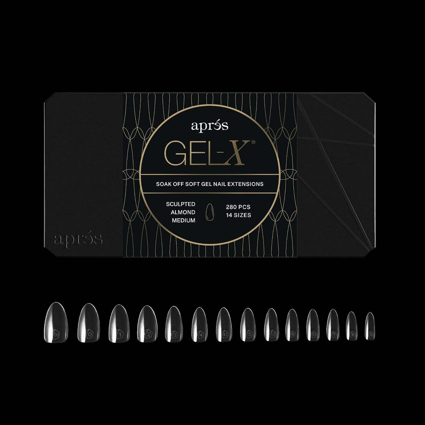 Apres Gel-X® Almond Nail Tips - 280 Soft Tips in 14 Sizes (00-9) | Natural Almond Extra Short