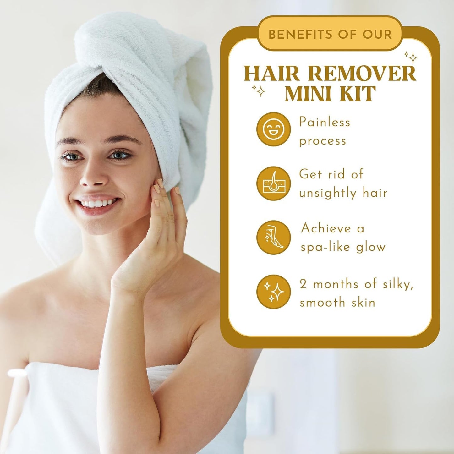 MOOM Facial Sugar Wax Hair Removal Kit Travel Size - Eyebrow Wax for Chin, Lip & Facial Hair Removal - Sugaring Wax with Tea Tree Oil, 1.6 oz wax Jar with 6 Reusable Wax Strips & 2 Applicator Sticks