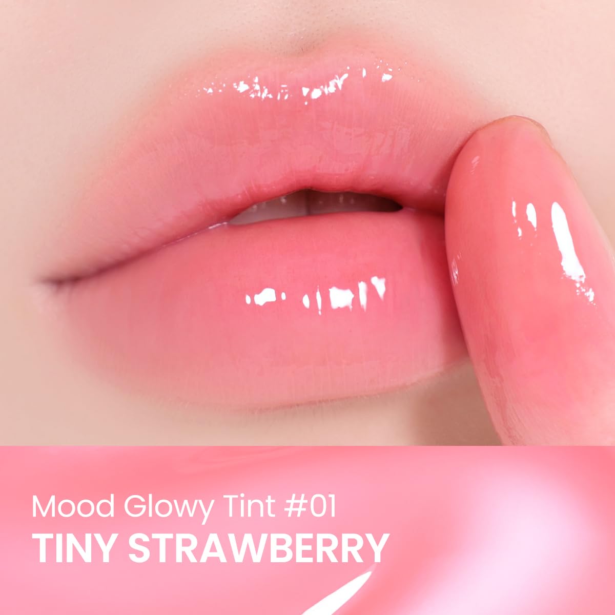 Peripera Mood Glowy Tint - Buildable K-Beauty Lip Tint for Sensitive Lips | Lightweight, Non-Sticky, 01 Tiny Strawberry