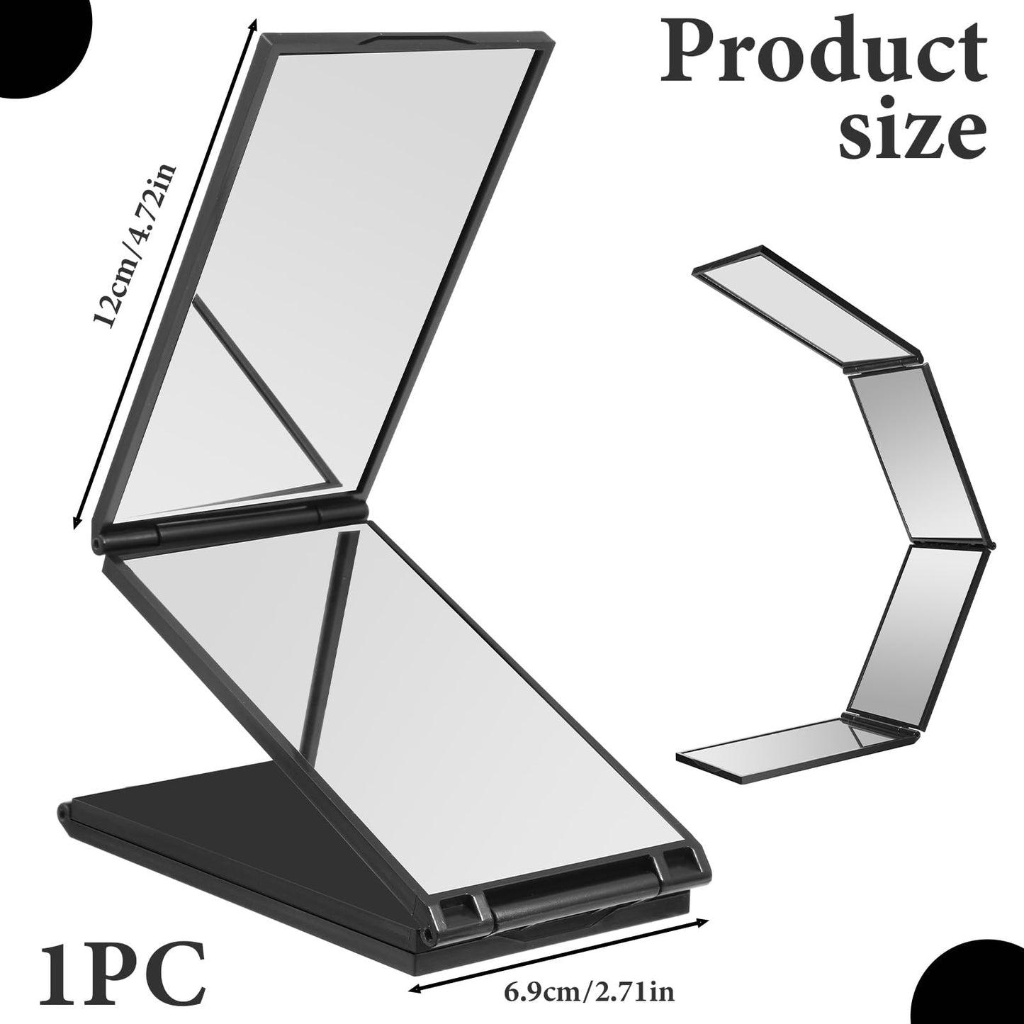4 Way Mirror Foldable Makeup Mirror Portable 360 Degree Handheld Haircut Mirrors 4 Barber Desktop DIY Haircut Tool for Hair Cuting Styling Grooming Sided Self Haircuts for Home and Salon, 4.7 * 2.7 in