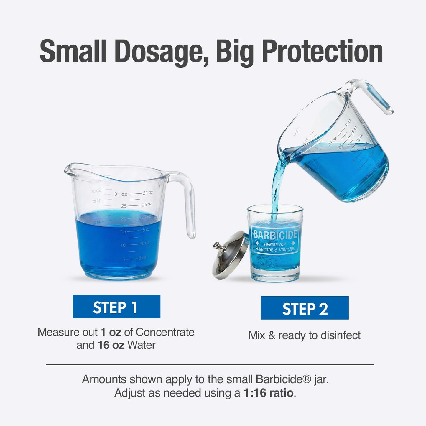 BARBICIDE Disinfectant Jar (Small - 4 Fl Oz) – Durable Glass Immersion Container with Stainless Steel Lid and Tray – Professional Barber Tool Sanitizer for Combs, Nail Tools, Brushes & Implements