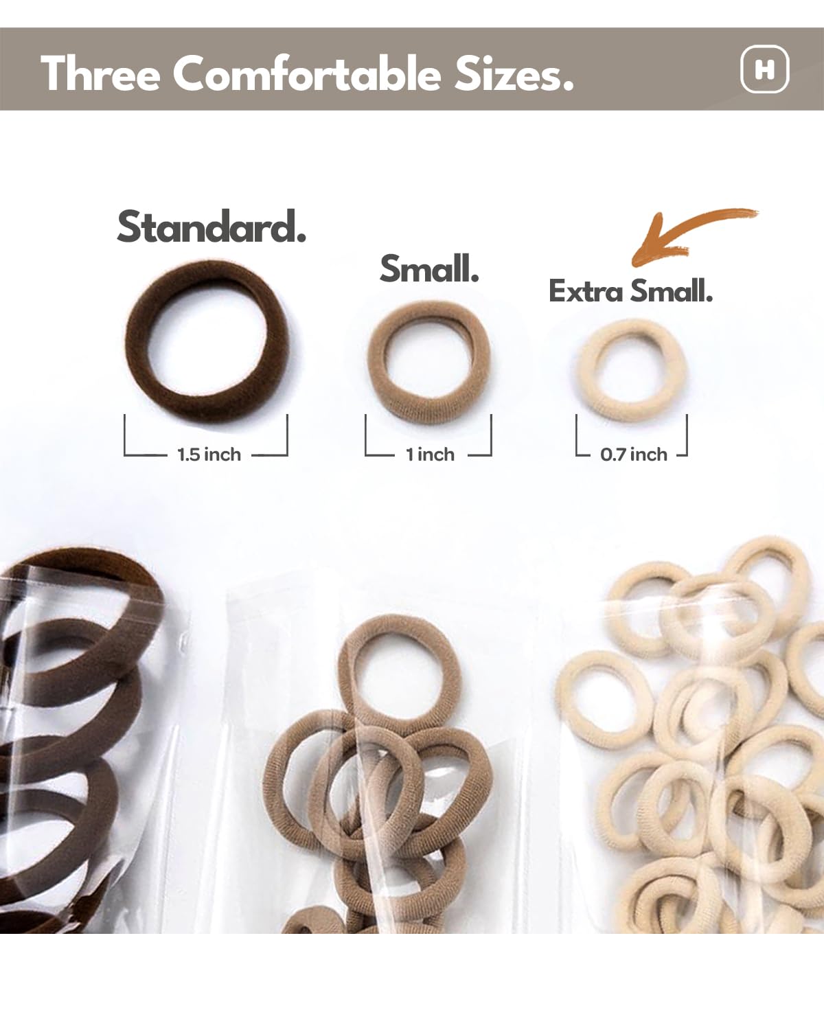 Heliums Extra Small Hair Ties No Damage - Mini 0.7 Inch Tiny Soft Seamless Hair Bands for Toddlers, Braids, Kids Ponytails- 40 Count