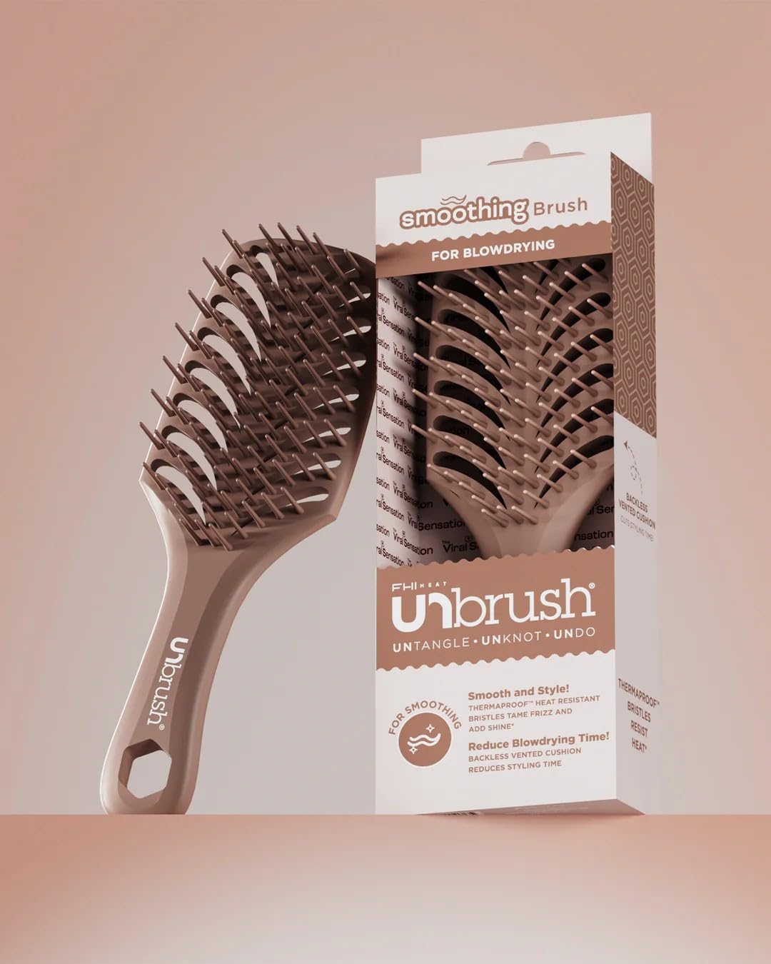 FHI Heat Detangling Smoothing Brush - Heat Resistant for Pain-Free Brushing on All Hair Types