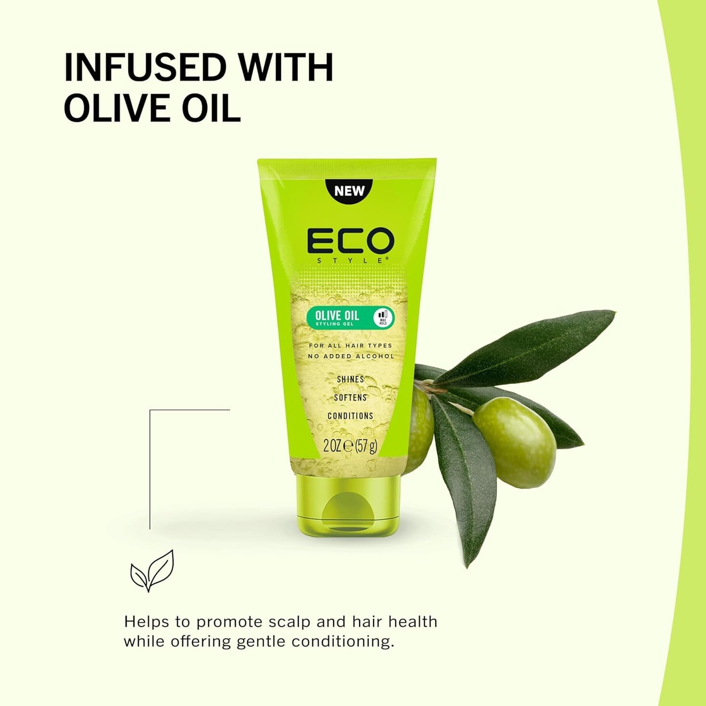 Eco Style Olive Oil Hair Gel – 3 Pack (2 oz Each) 6 oz Total | Maximum Hold Styling Gel for Smooth, Shiny & Frizz-Free Hair
