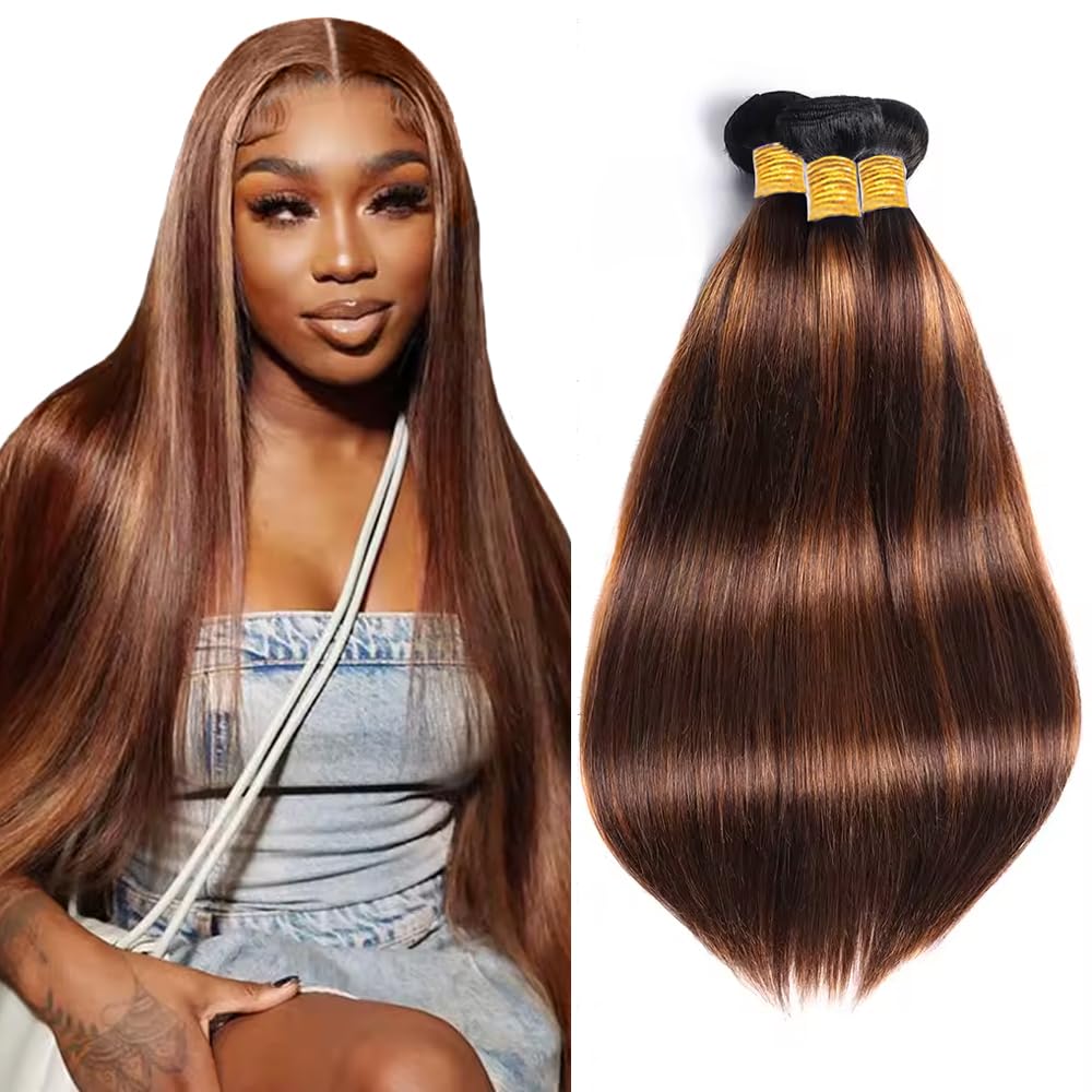 Color 30 Bundles Human Hair Highlight Straight Bundle 18 20 22 Inch 300g Brazilian Virgin Hair 3 Bundles P4/30 Straight Bundle Hair Extensions
