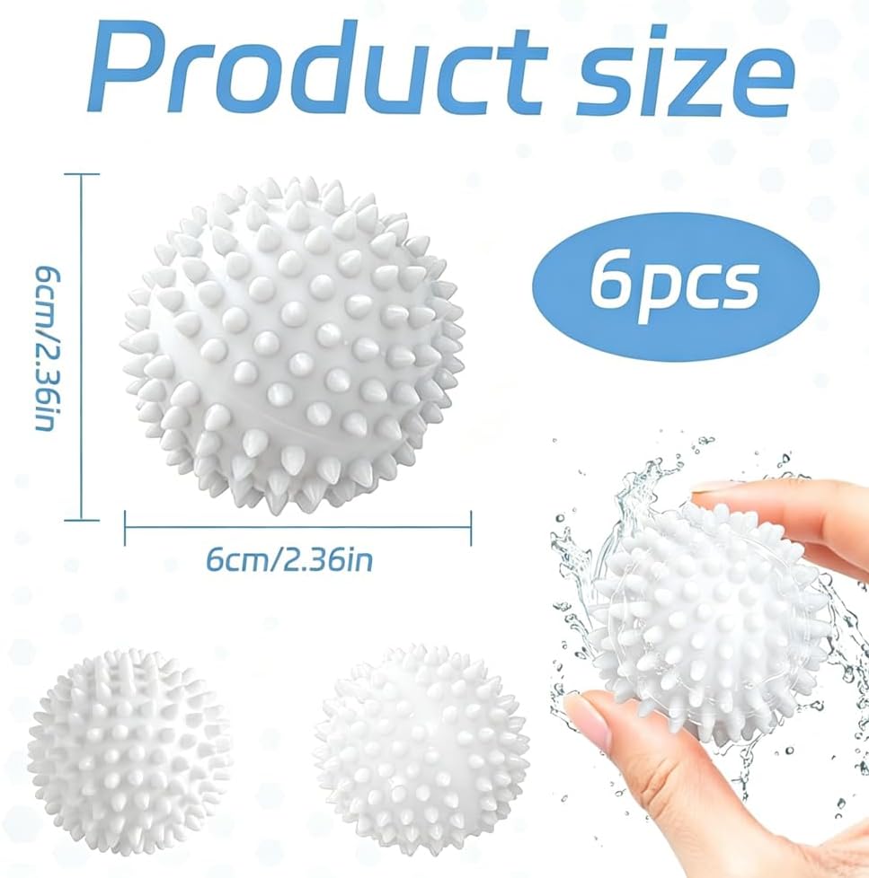 Reusable Laundry Sorter Balls - 6 Pack Fabric Softening Pellets Reduce Wrinkles & Static Cling | White