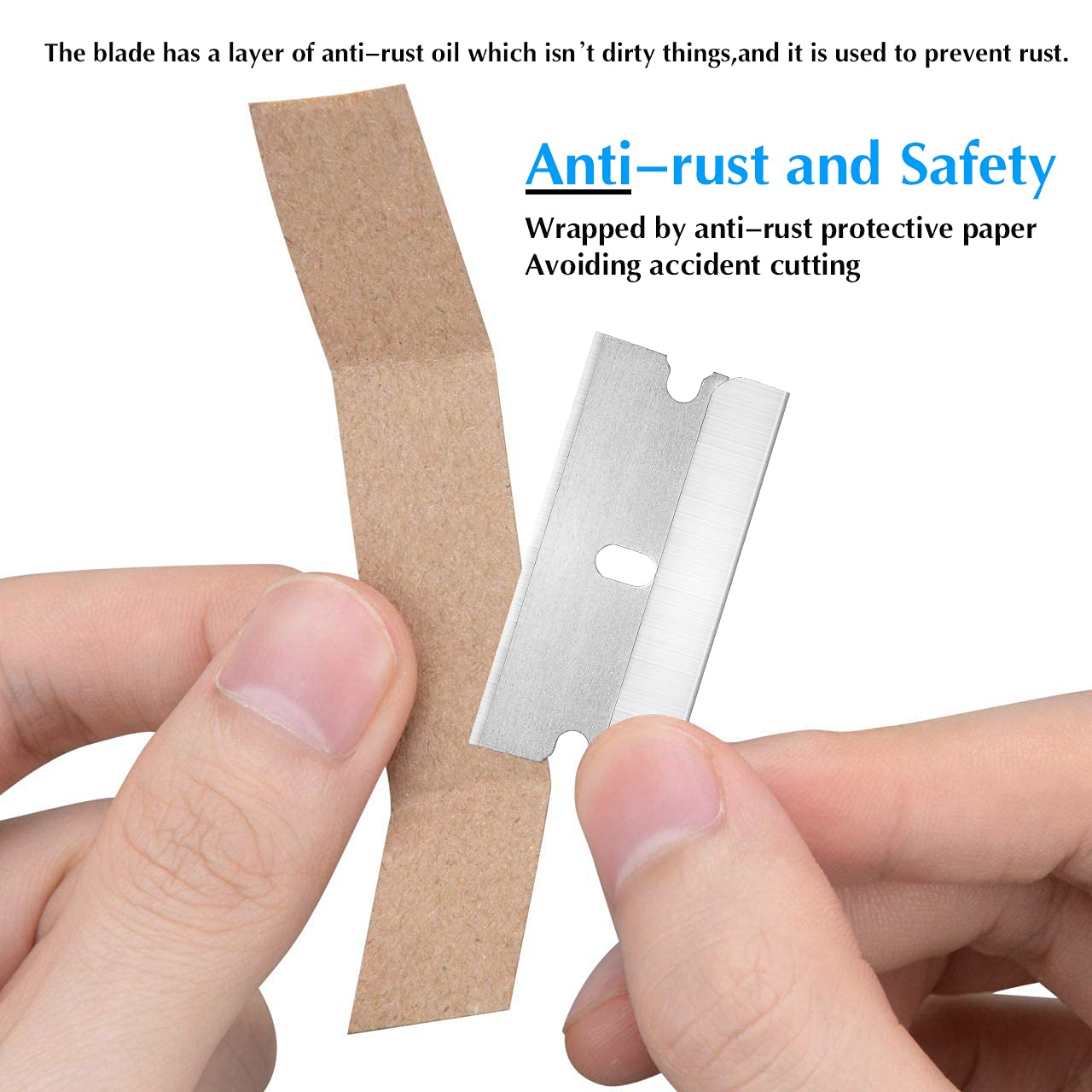 JIKIOU 200PCS Single Edge Razor Blades, Industrial Scraper Razor Blades, One Edge Razor Blade, Replacement Box Cutter Blades, Suitable for Removing Labels, Decals, Stickers