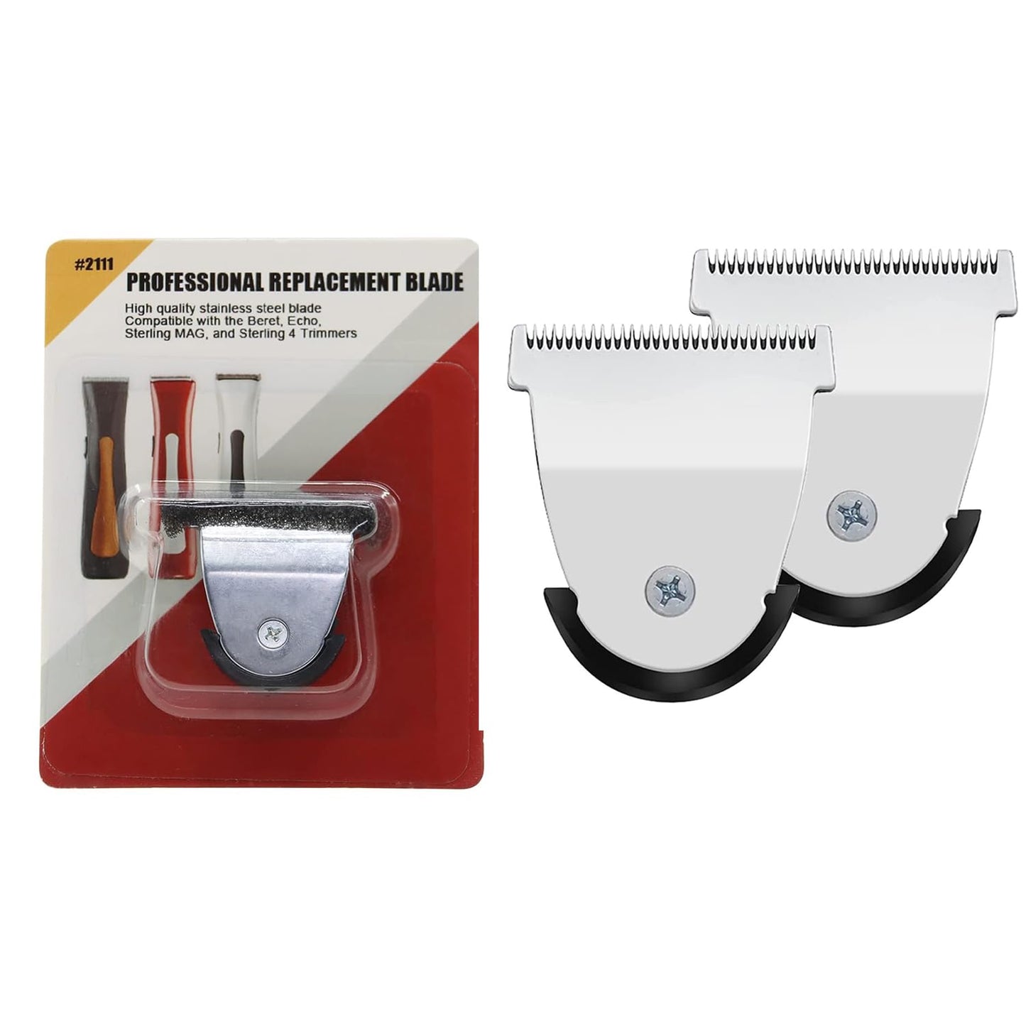 Mag Timmer Blade Replacement - Compatible 2111 Blades for Wahl Sterling Mag Trimmers | Silver, 2-Pack