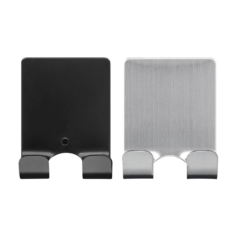kwmobile 2x Razor Holder- Self-Adhesive Stainless Steel Shaver Wall Mount - Bathroom Organizer for Showers - Black/Silver