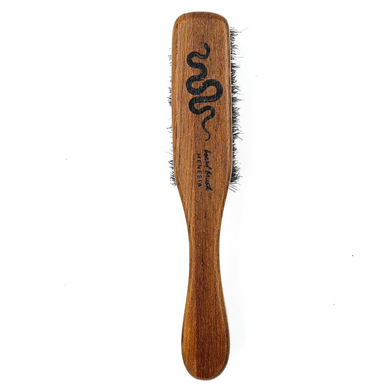 Menesia Small Beard Brush with Handle for Men, Travel Boar bristle Hair Beard Grooming Brush (Snake)