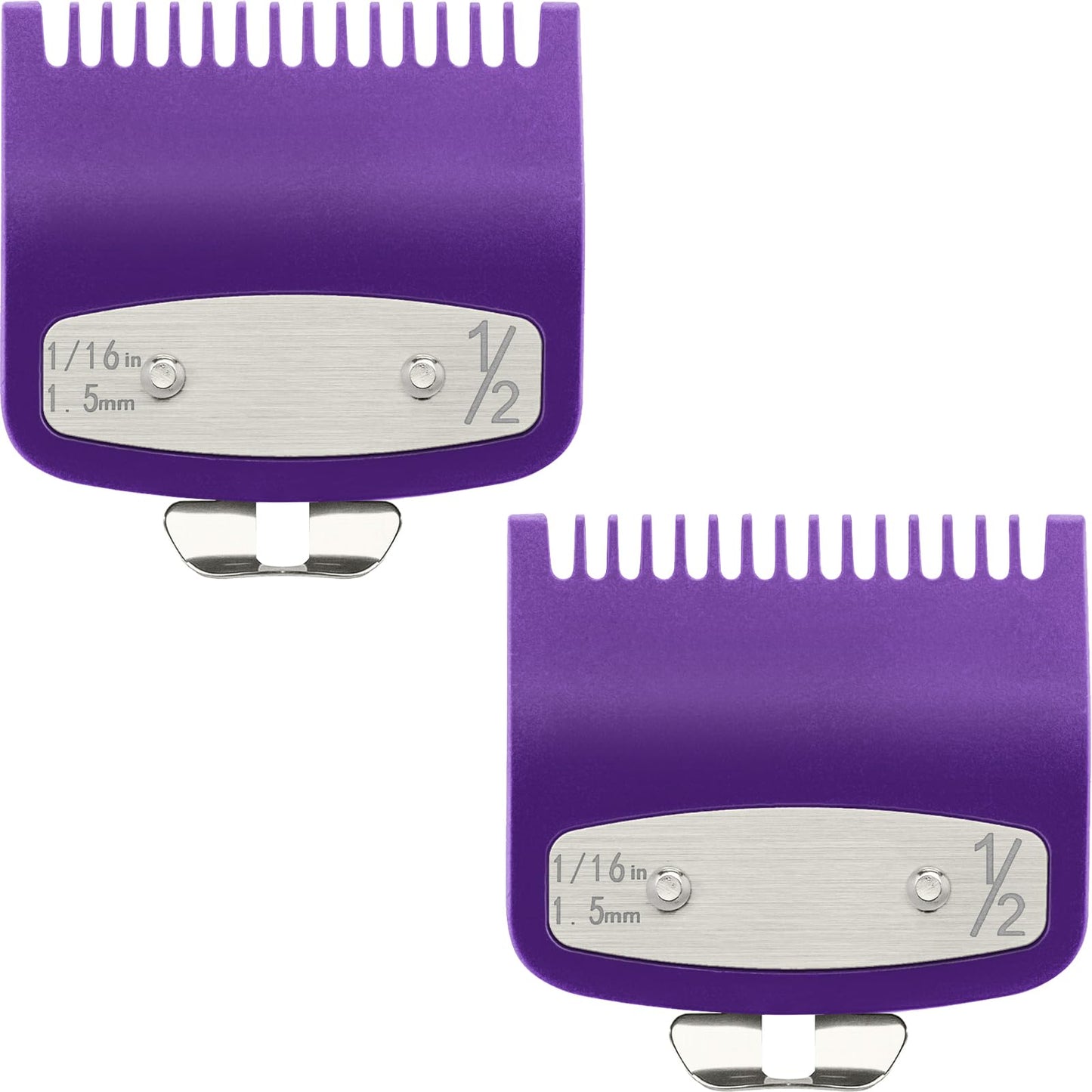 2 Pack Clipper Guards Set, Compatible with wahl 1/2 clipper guards, Guide Comb Attachment 1/16" 1.5mm Metal Hair Clipper Guards Set Replacement and Trimmer accessories, for Barbers and Stylists,Purple