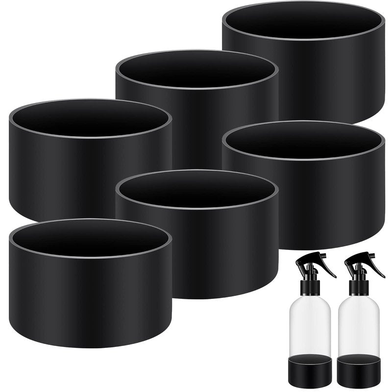 Zubebe 6 Pcs Silicone Bottle Boot Protective Silicone Sleeve Bottom Washable Rubber Base Accessories Non Slip Cosmetic Spray Bottom Cover for 16 oz Spray Bottles, 12 to 24 oz Water Bottles, Black