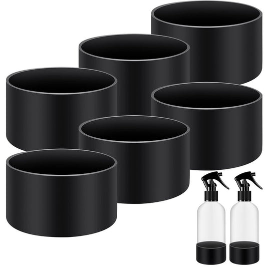 Zubebe 6 Pcs Silicone Bottle Boot Protective Silicone Sleeve Bottom Washable Rubber Base Accessories Non Slip Cosmetic Spray Bottom Cover for 16 oz Spray Bottles, 12 to 24 oz Water Bottles, Black