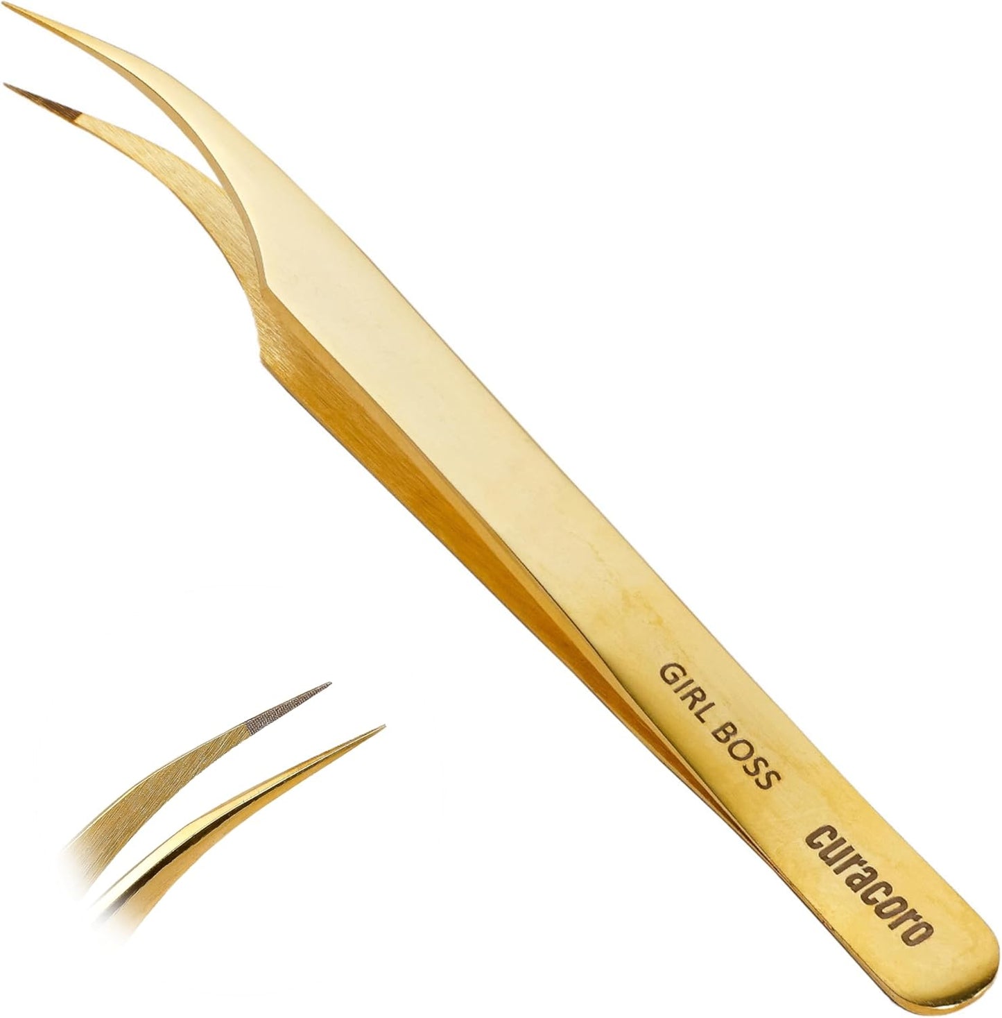 Curacoro Lash Tweezer - Precision Fiber Tip Grip for Eyelash Extensions | Multi-Shape Silver Tweezers for Volume & Isolation