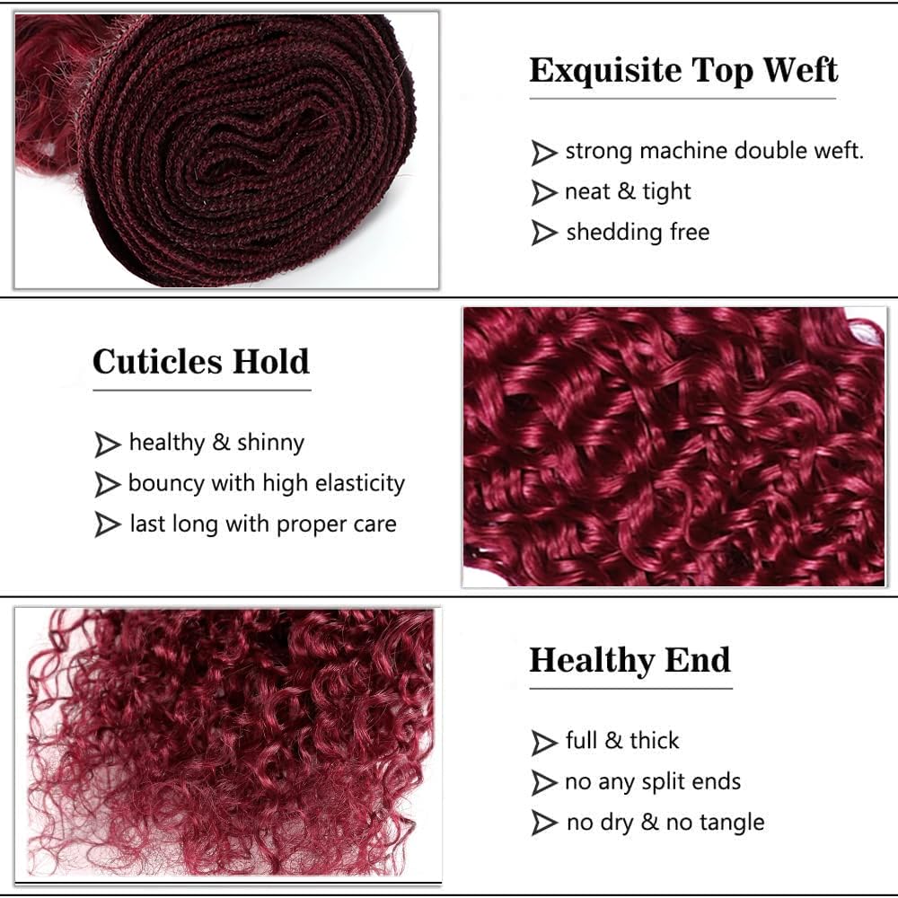 150g Burgundy Bundles Human Hair 99j Water Wave Bundles 18 20 22 inch Red Human Hair Bundle Burgundy Water Wave Bundle