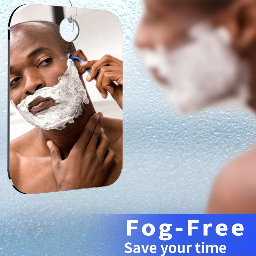 Shatterproof Fogless Shower Mirror for Shaving - 10.7x8 Inch Unbreakable Plexiglass | 2 Pack, Silver