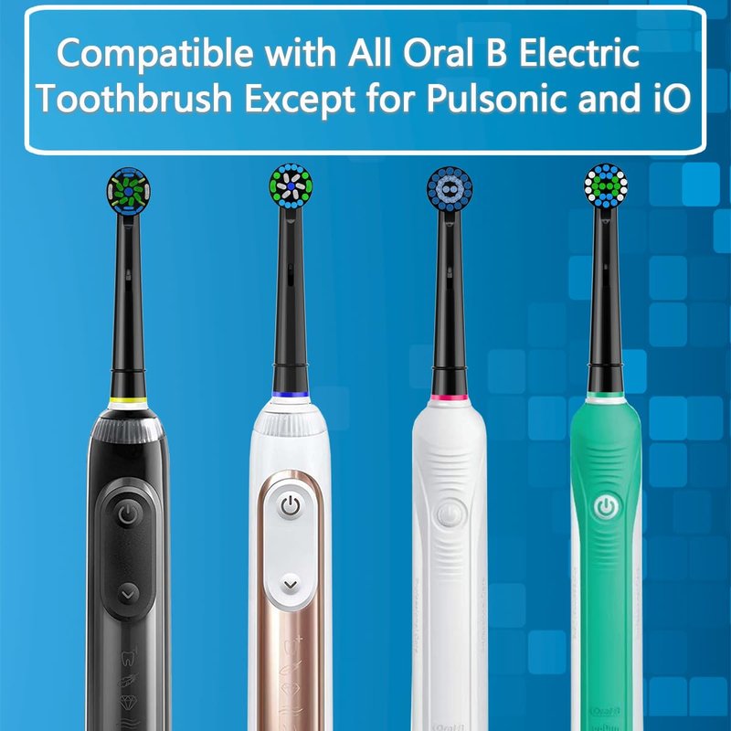 Qitizu Replacement Heads Compatible with Oral B Braun Electric Toothbrush, Replacement Toothbrush Heads Fit for Oral-b Pro 1000/7500/3000/7000/8000/500, 16 Packs (Black)