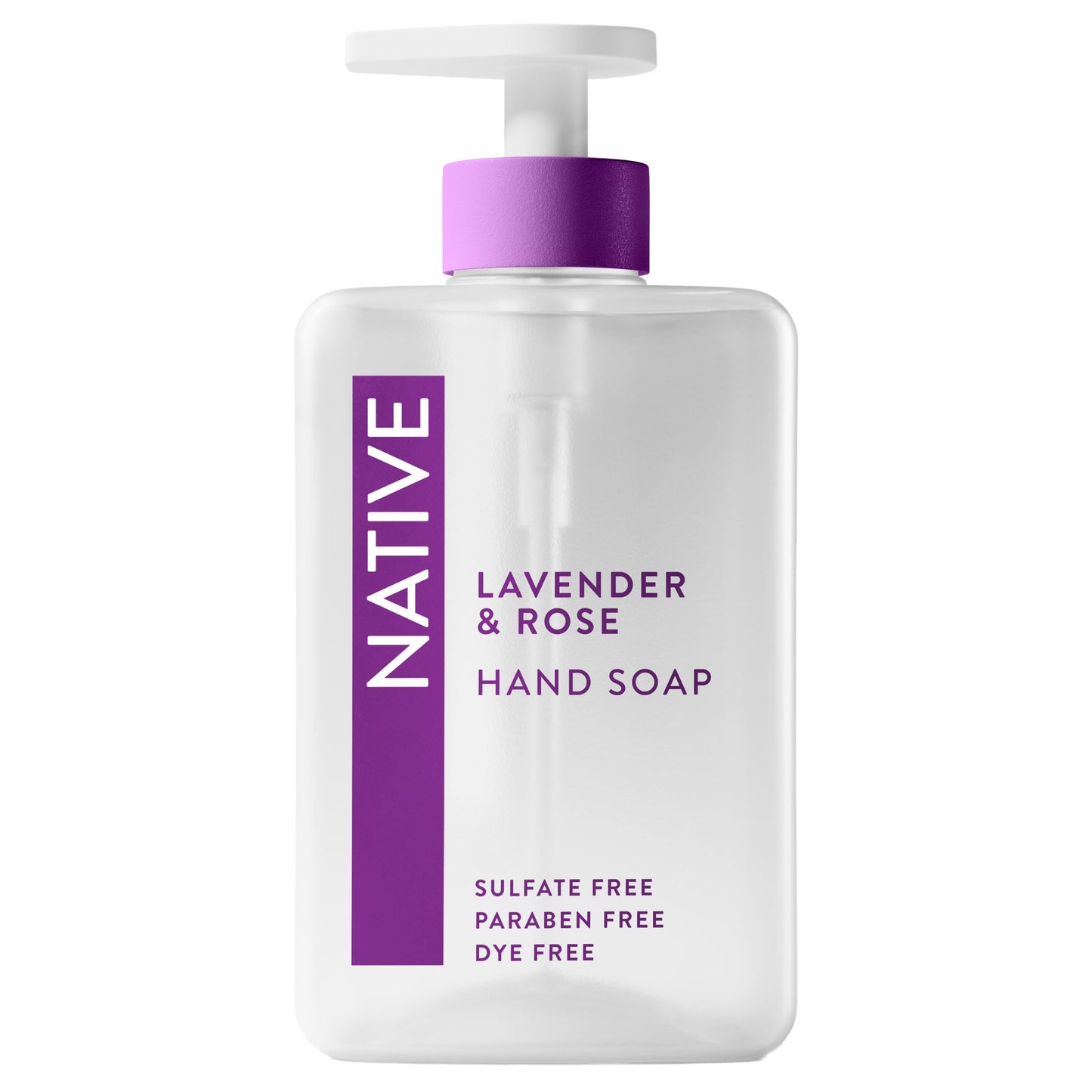 Native Liquid Hand Soap, Lavender & Rose Scent, Non-Drying Formula for Soft, Smooth Hands, Made with Plant-Based Cleansers, Sulfate & Paraben Free, 13 oz Bottle