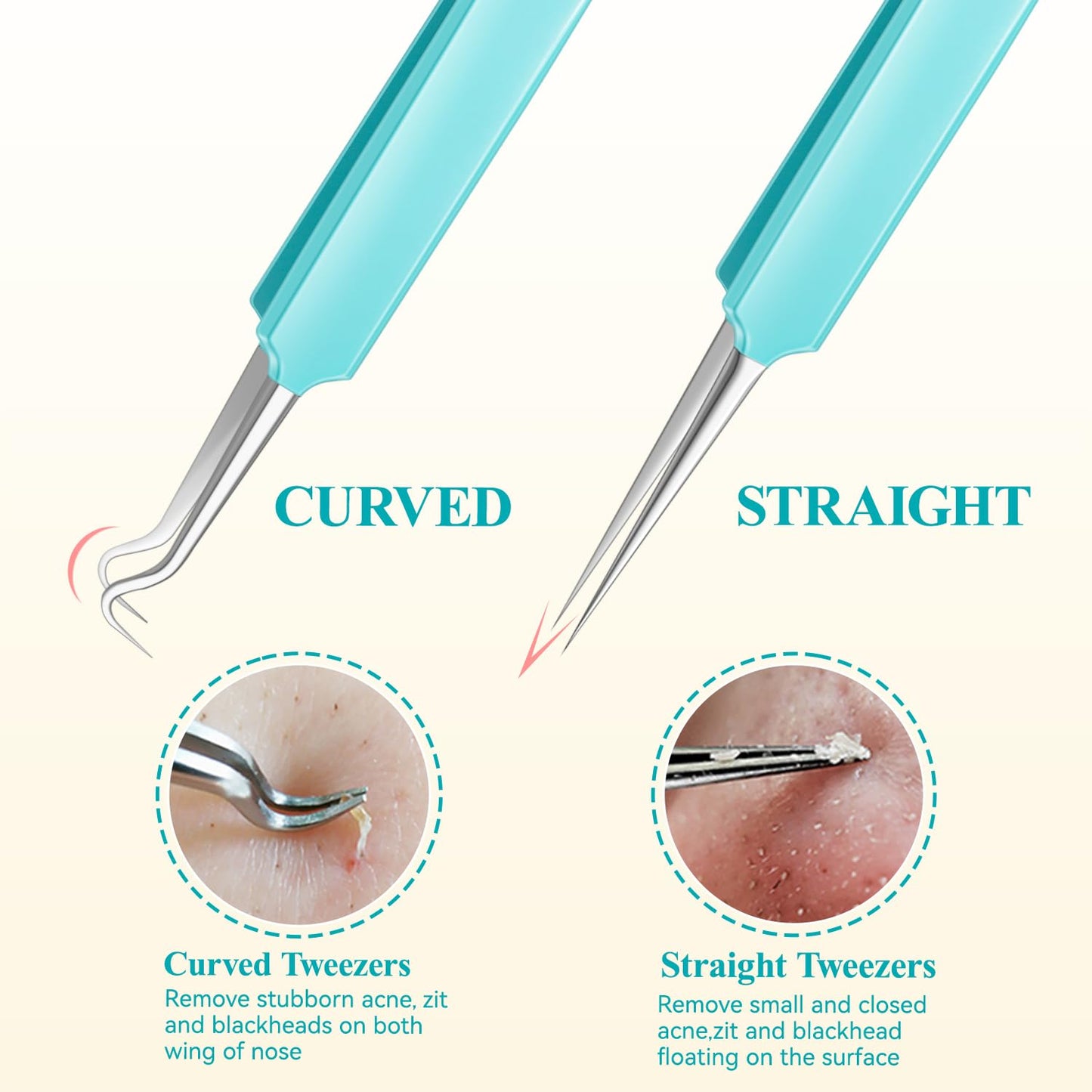 Tweezers for Women Facial Hair, 10 in 1 Pimple Popper Tool Kit with Tweezers, Eyebrow Tweezers Kit with Eyebrow Trimmer & Scissors, Razor, Travel Bag, Hair Plucking Daily Beauty Tools
