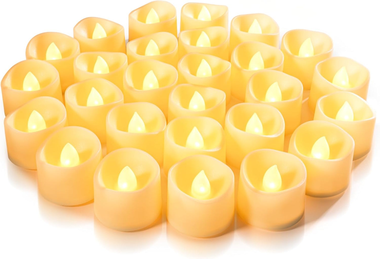 Flickering Flameless Candles - 24Pcs Battery Operated LED Tea Lights | 200+ Hours for Weddings, Parties, Decor