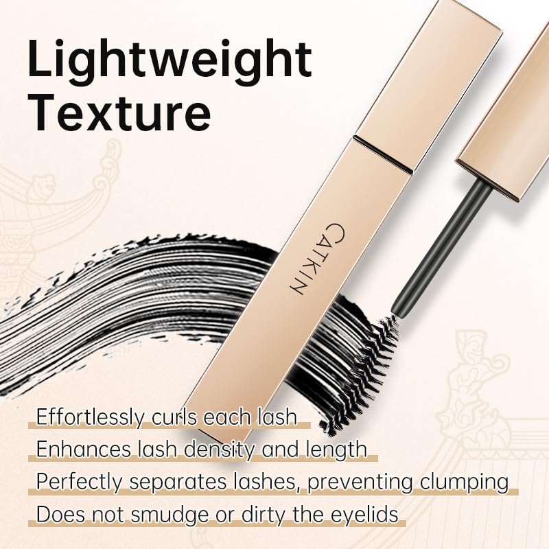 CATKIN Lash Lengthening Mascara - Volumizing, Clump-Free, Waterproof | Very Black, 7.5g for Dramatic Lashes