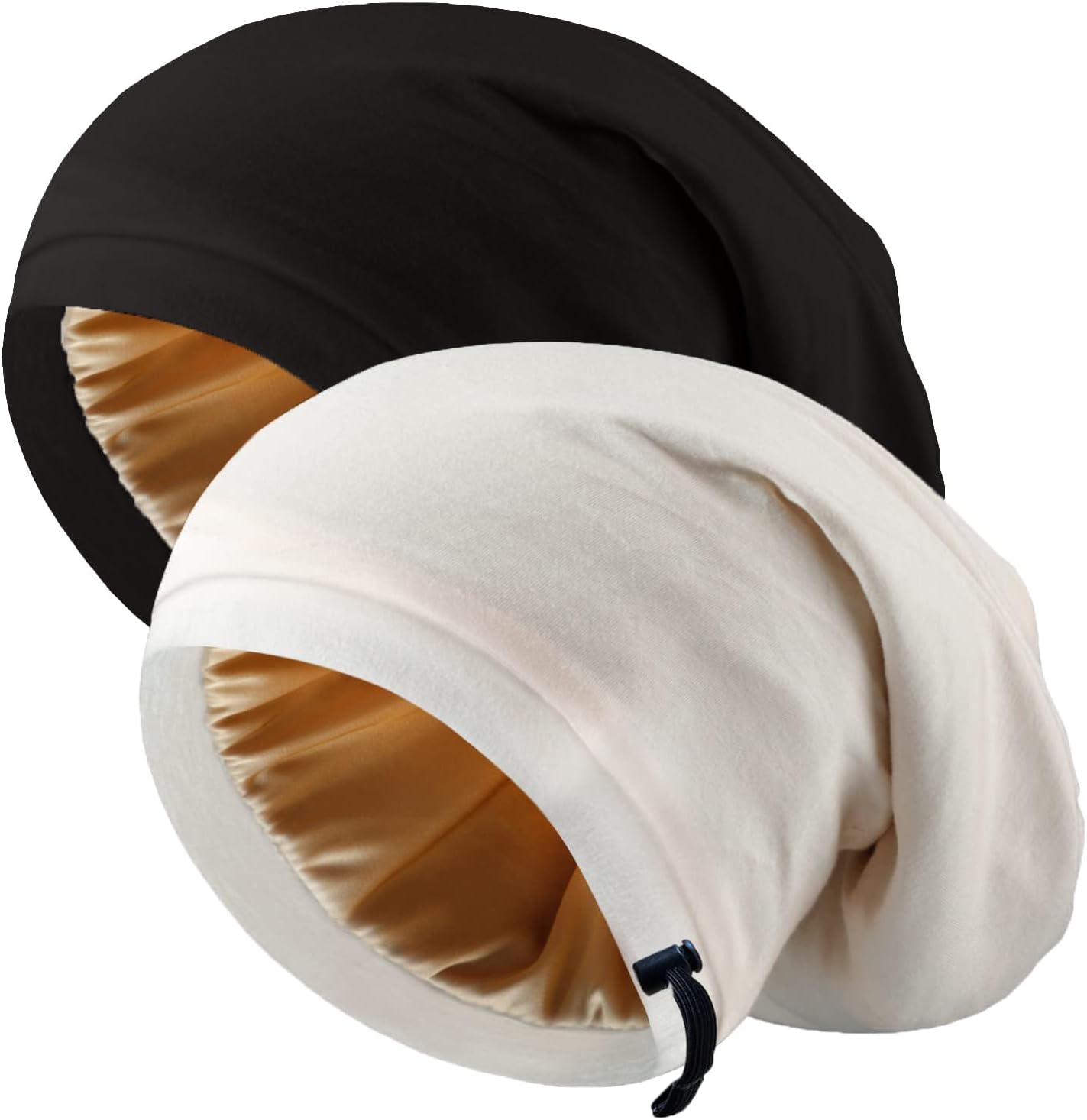 Adjustable Silk Hair Bonnet - Satin Lined Sleep Cap for Women & Men | 2 Pcs Set