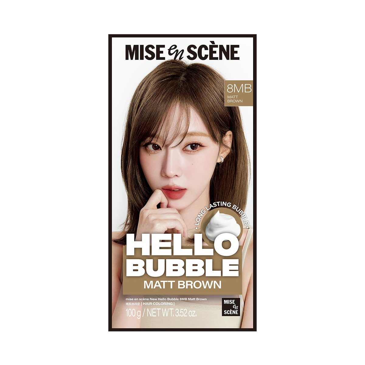 Hello Bubble Hair Color Dye Set - Matt Brown (8MB) | Easy Application, Long-Lasting Color