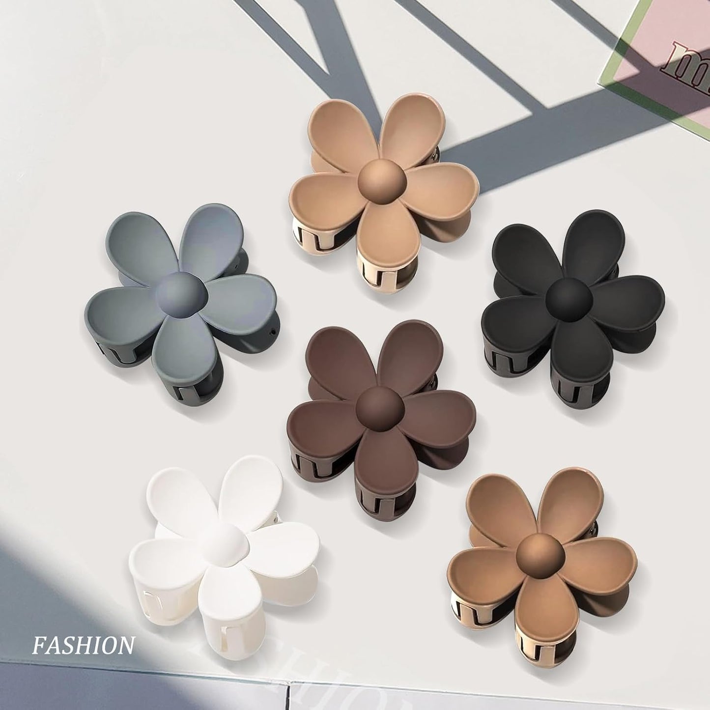 Matte Flower Hair Clips - 6Pcs Nonslip Strong Hold for Women | Hawaiian Plumeria & Daisy Beach Accessories