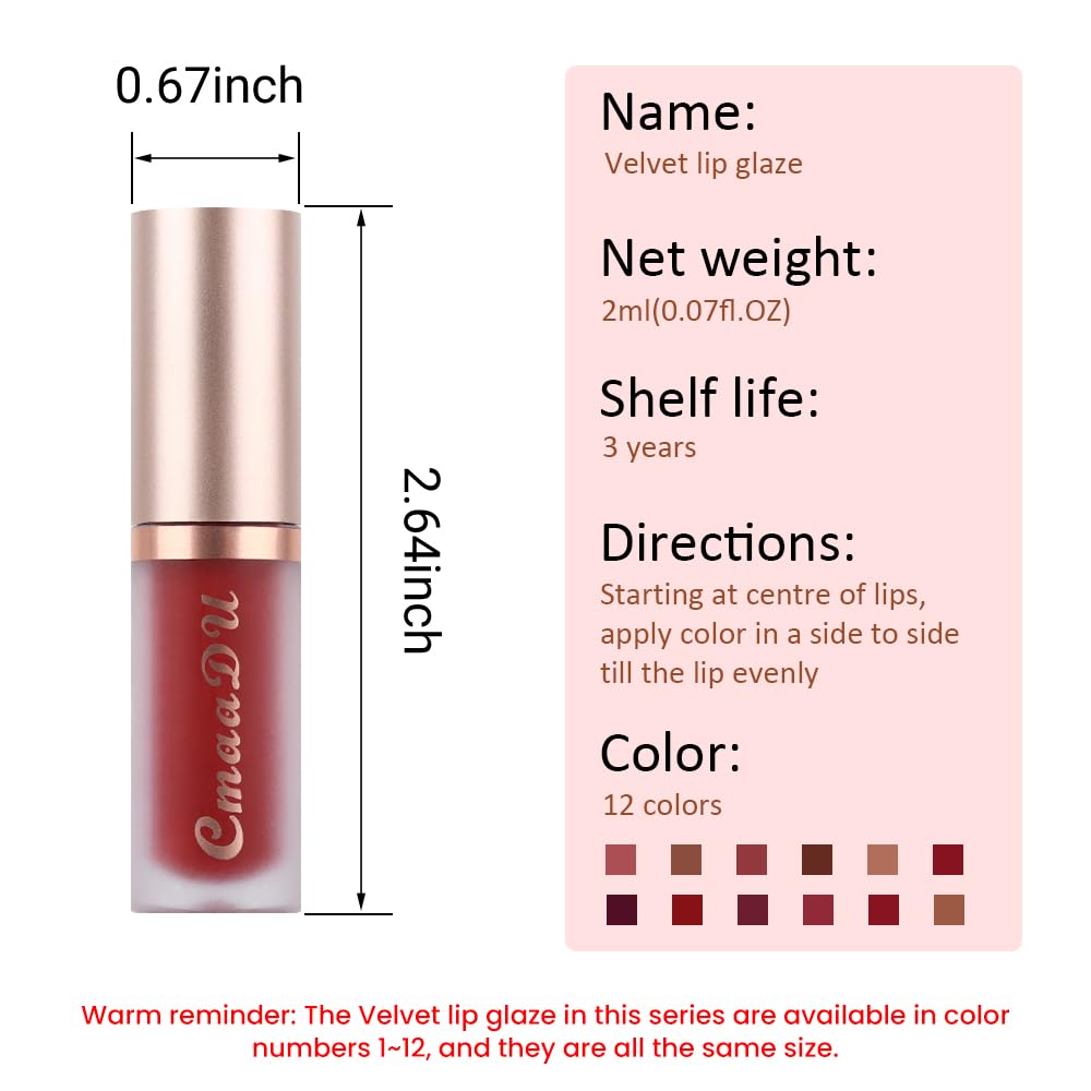evpct 1Pcs Ruby Brick Red Matte Liquid Lipstick Lip Gloss Glossy Set for Black Women 24 Hour Silky Velvet Lipstick labiales matte larga duracion mate 24 horas originales 08#