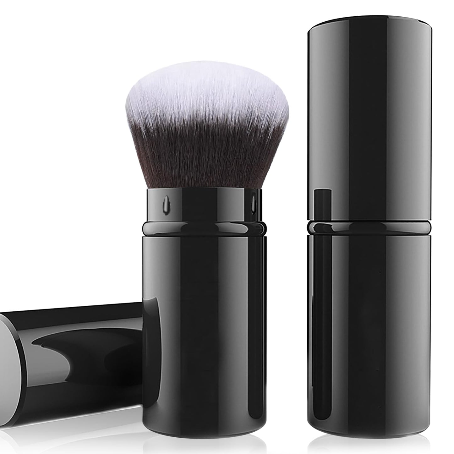 Falliny Retractable Kabuki Makeup Brush, Travel Powder Foundation Professional Blush Makeup Brushes With Aluminum Handle for Liquid, Cream, Cosmetics, Loose Powder