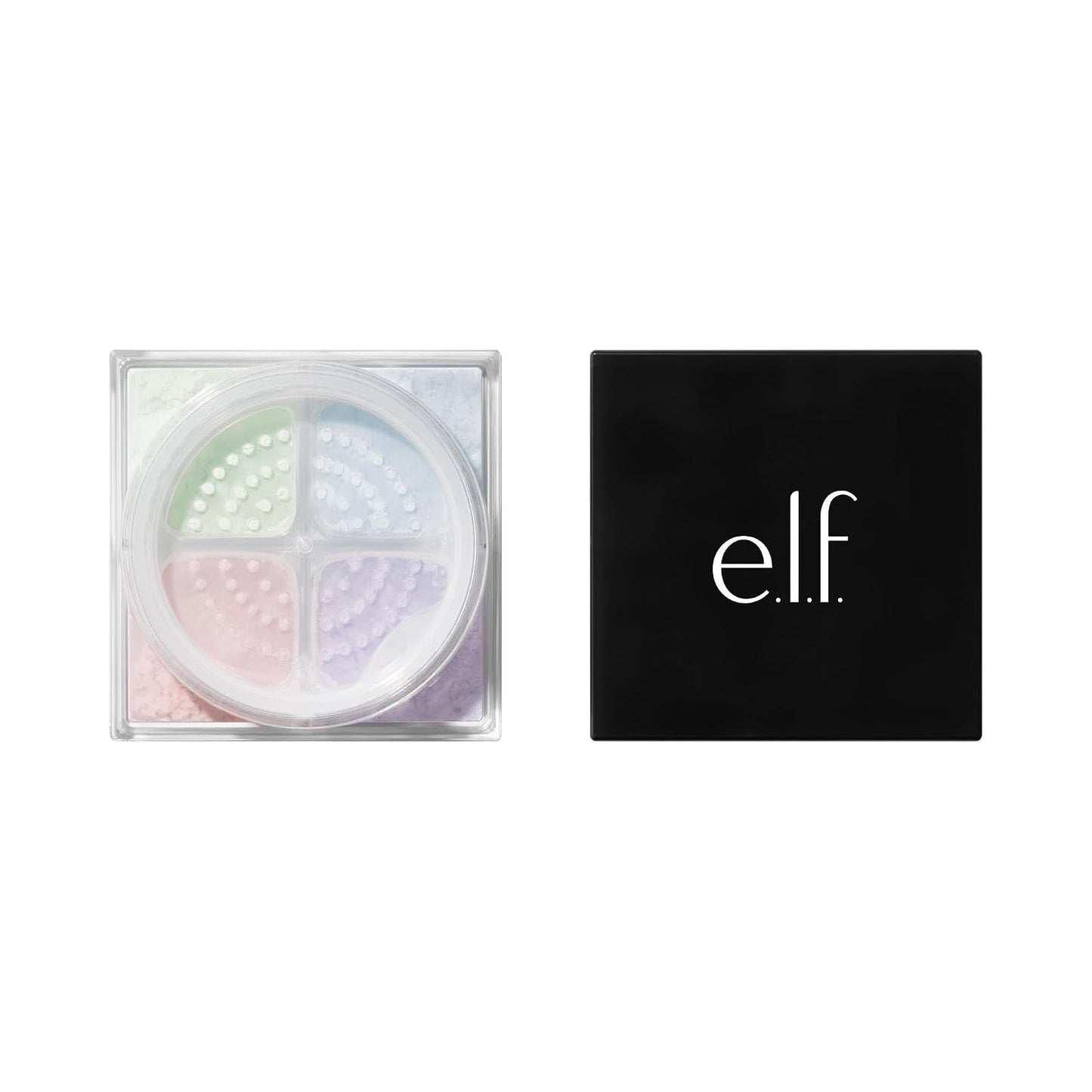 e.l.f. Set It Bright Powder Quad - Brightening Loose Setting Powder for Soft-Matte Radiance | Velvet Puff Included, Vegan, Light