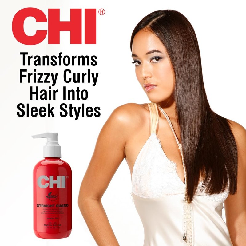 CHI Straight Guard Smoothing Styling Cream - Frizz Control & Lightweight Formula for All Hair Types | 8.5 Oz