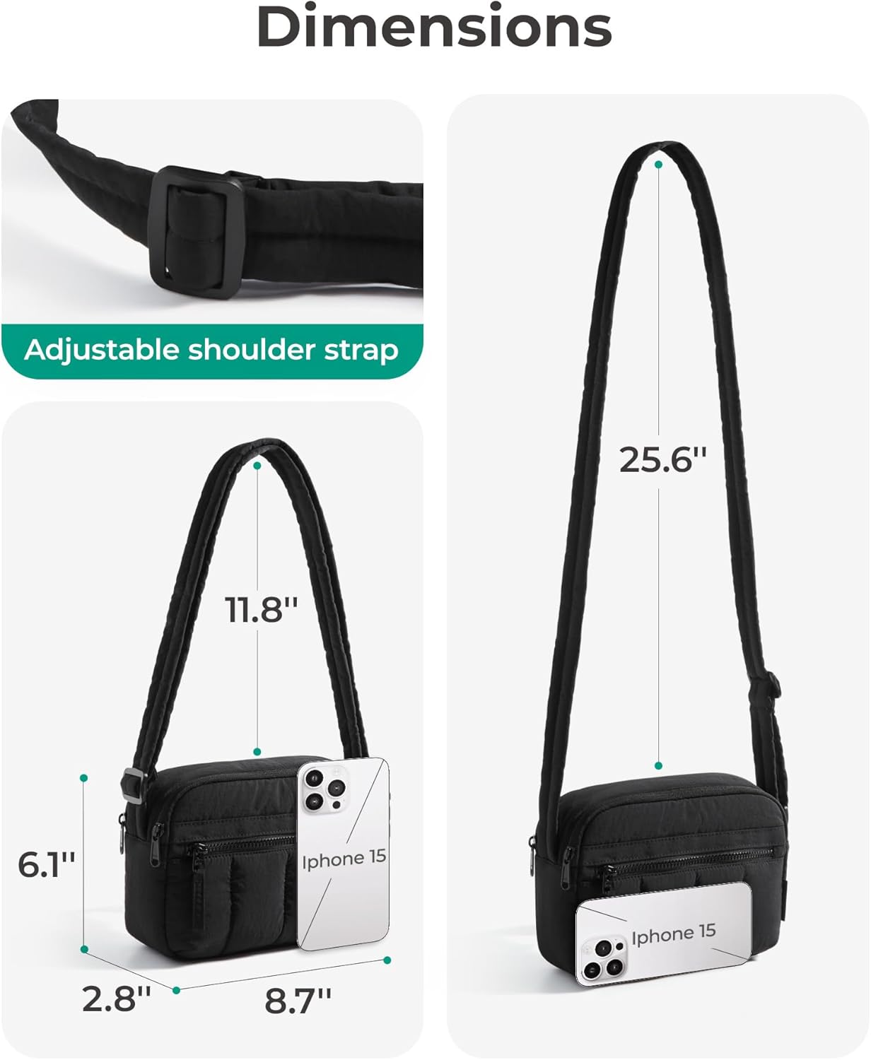 BAGSMART Mini Crossbody Purse - RFID Blocking Travel Handbag | Black, Compact Design