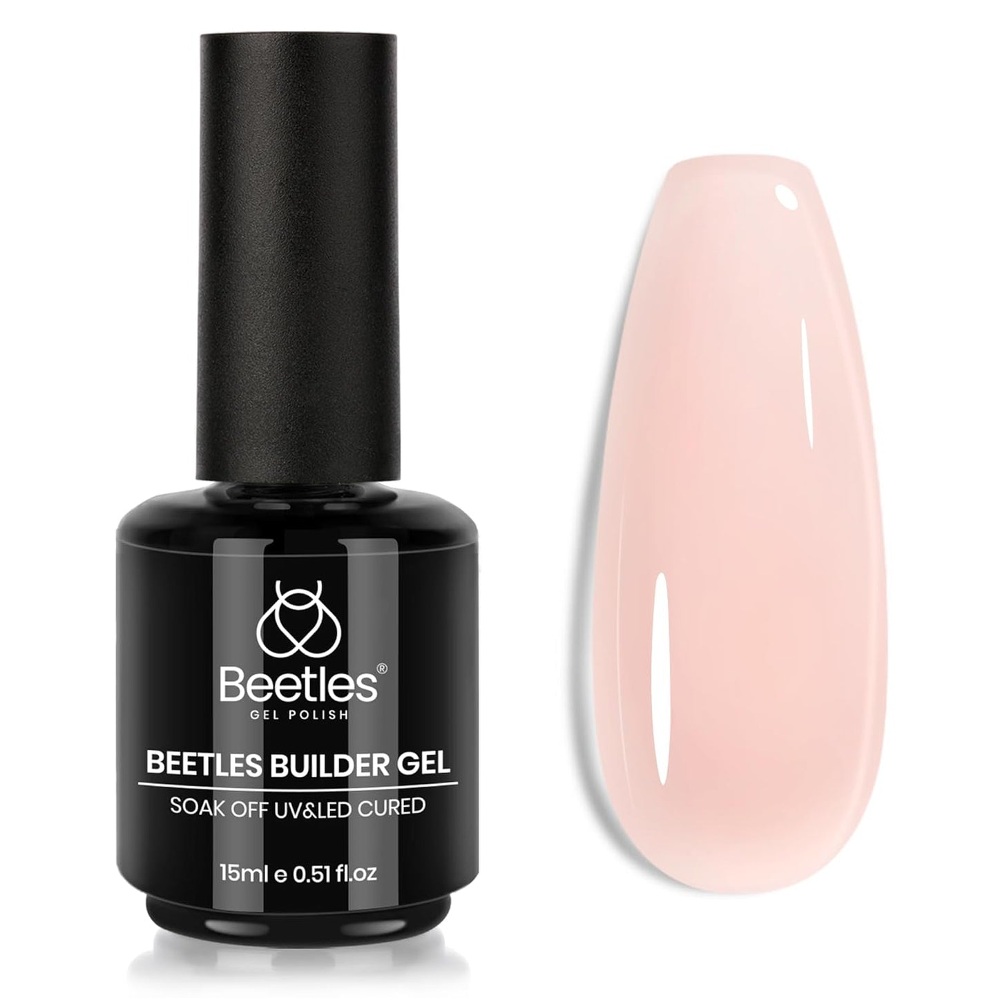 Beetles Builder Gel - 0.5oz Jelly Pink Nail Building Gel | HEMA & TPO Free, 7-in-1 Strengthening Formula for DIY Nail Art