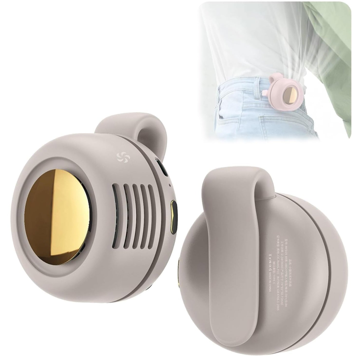 Gaukomzs Portable Silent Mini Bladeless Fan Clip On,3-Speed Clip-on Fan for Shirt and Waist (White)