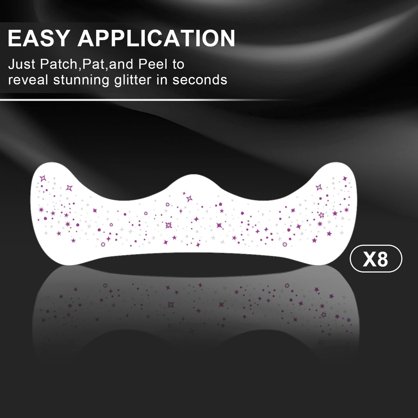8 Pcs Purple and Silver Face Makeup Patches, Purple and Silver Glitter Freckles Face Tattoo, Sparkle Makeup Patches, Waterproof Face Temporary Tattoos for Women