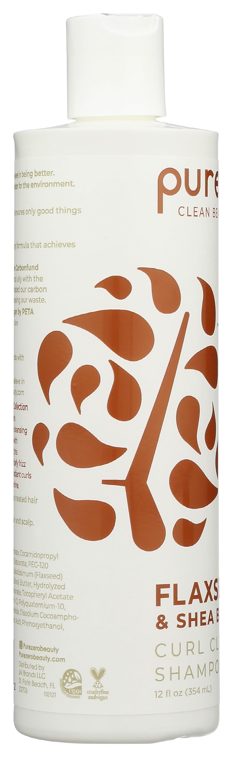 Purezero Flaxseed Oil & Shea Butter Shampoo - Curl Care - For Curly Hair Detangle & Defrizz - Great For Color Treated Hair 12 oz