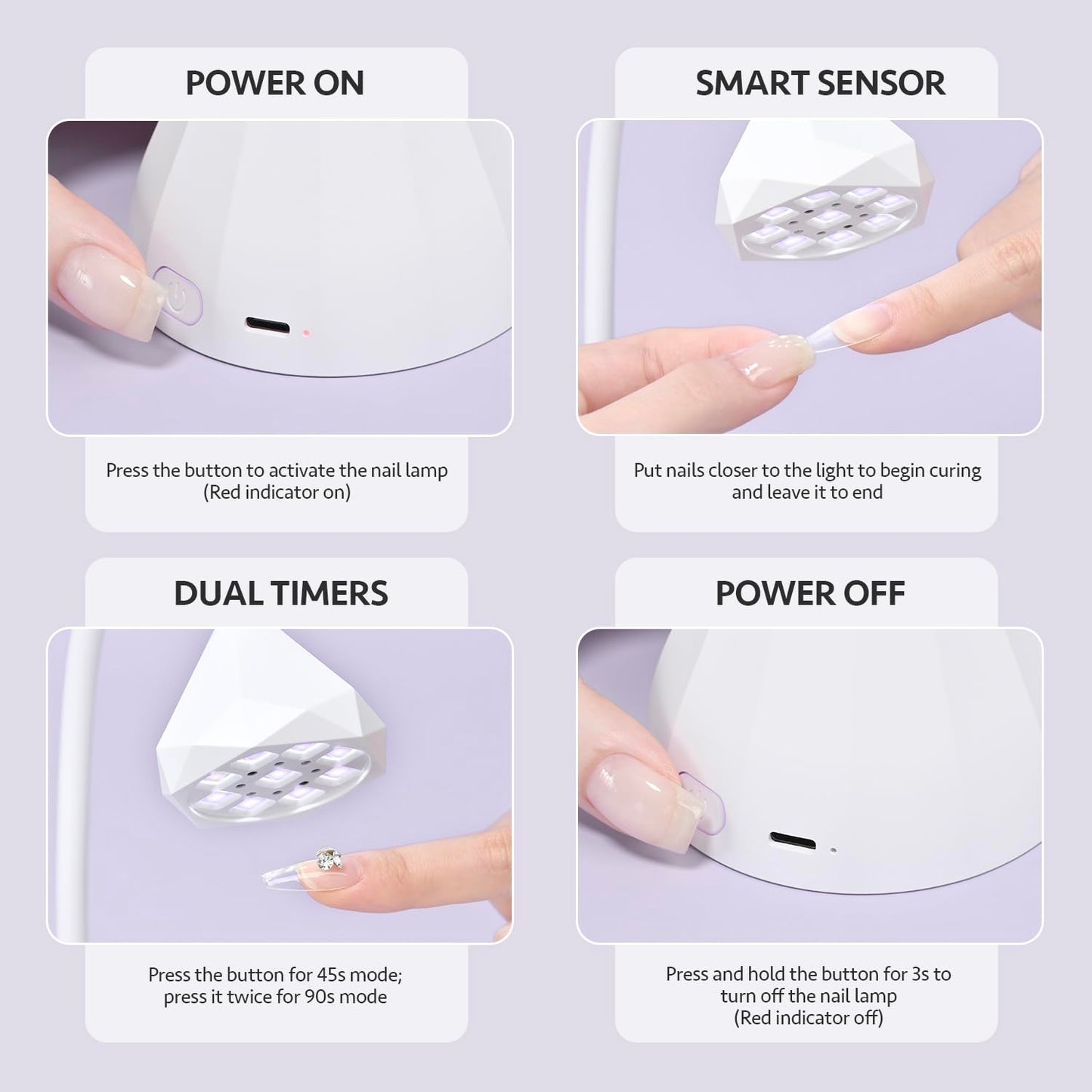 GAOY Omin-Cure Nail Lamp, Rechargeable UV Light for Gel Nails, Cordless, Salon Manicure and DIY at Home