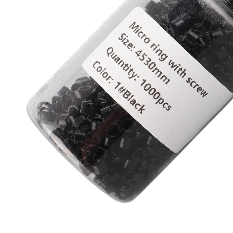 1000 Pcs Aluminum Micro Links Rings 4.5mm Lined Beads Hair Extension Tool (Black)