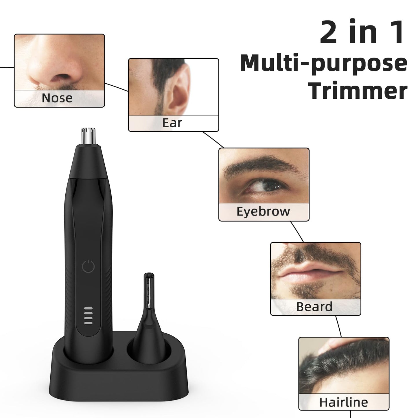 Setonia Nose Hair Trimmers for Men,Rechargeable Eyebrow Trimmer 2 in 1 Painless Multifunctional Ear and Nose Hair Trimmer with Dual Edge Blades Portable Design TE02