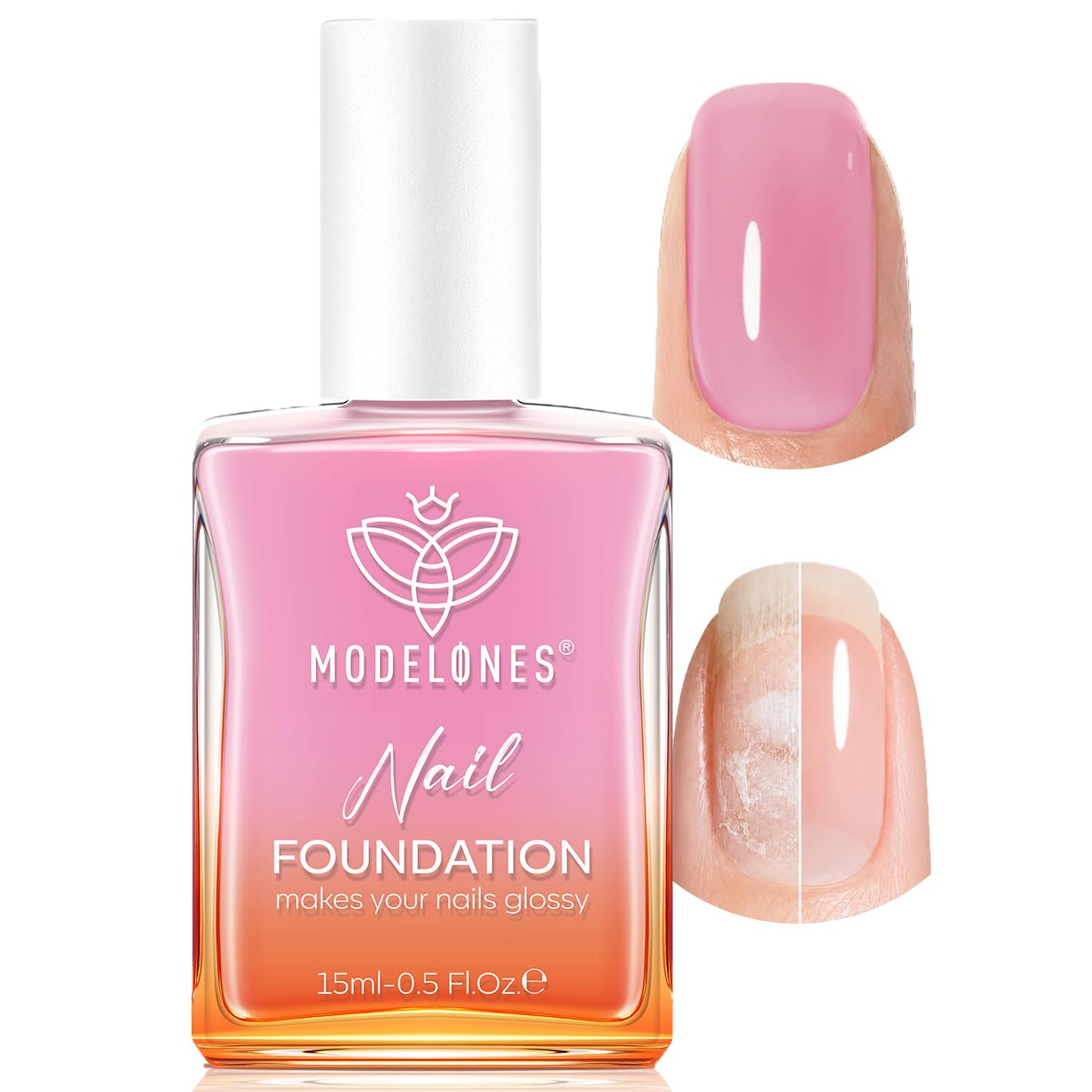 modelones Nail Strengthener Jelly Purple Pink Nail Repair for Damaged Nails Strengthening Polish 15ml Nail Growth and Strengthener Natural Concealer Foundation Nail Care Gifts for Women